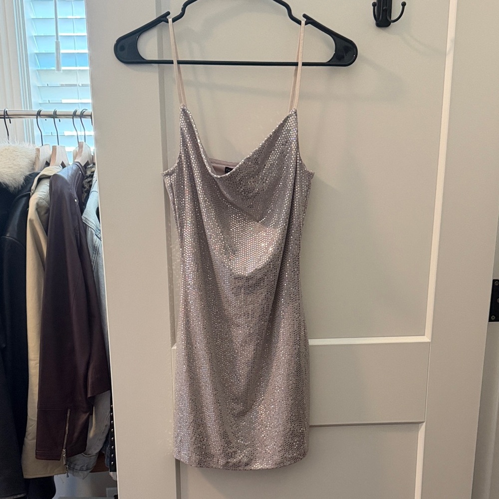 Silver Sequin Mini Dress
